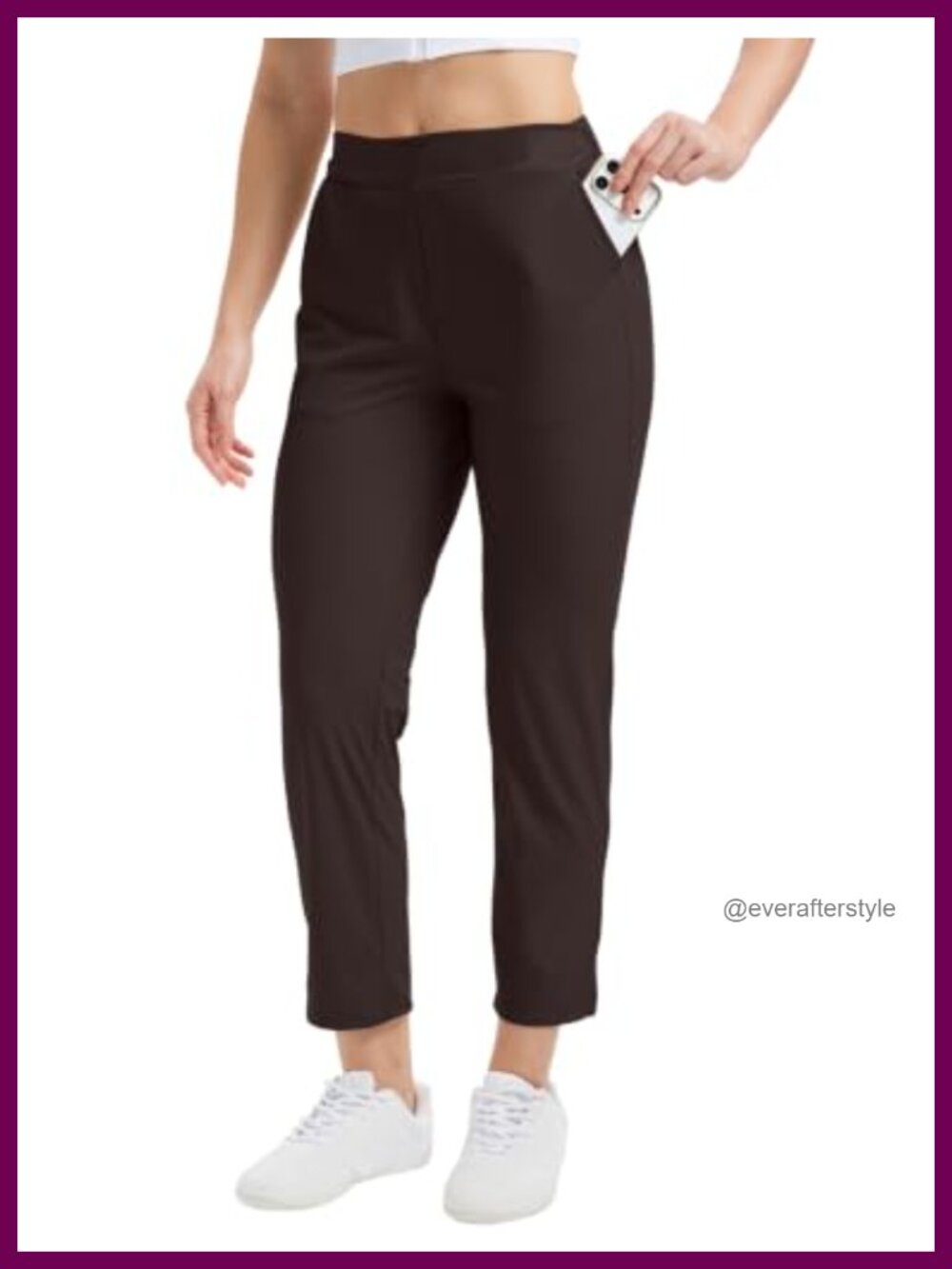 Stretchy Ankle Work Pants with Zipper Pockets Business Casual Golf Slacks